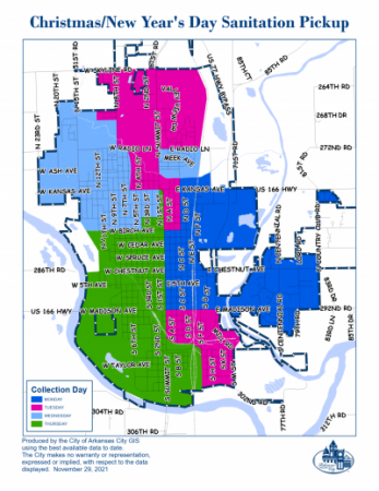 New Year’s Holiday Sanitation Pickup map